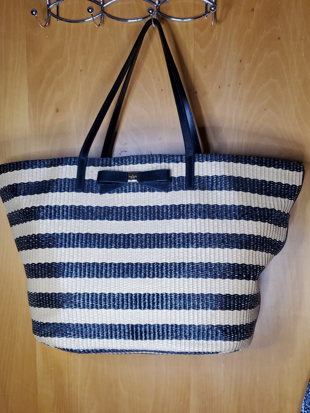 Kate Spade Annabeth Wicklow Striped Straw Tote Bag